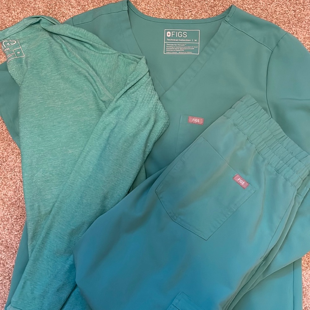Light green figs scrubs with matching undershirt